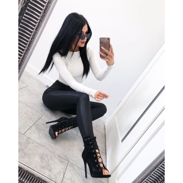 Legginsy modelujące / wysoki stan / eko skóra / SNAKE / Push Up / XS - S - M - L - XL
